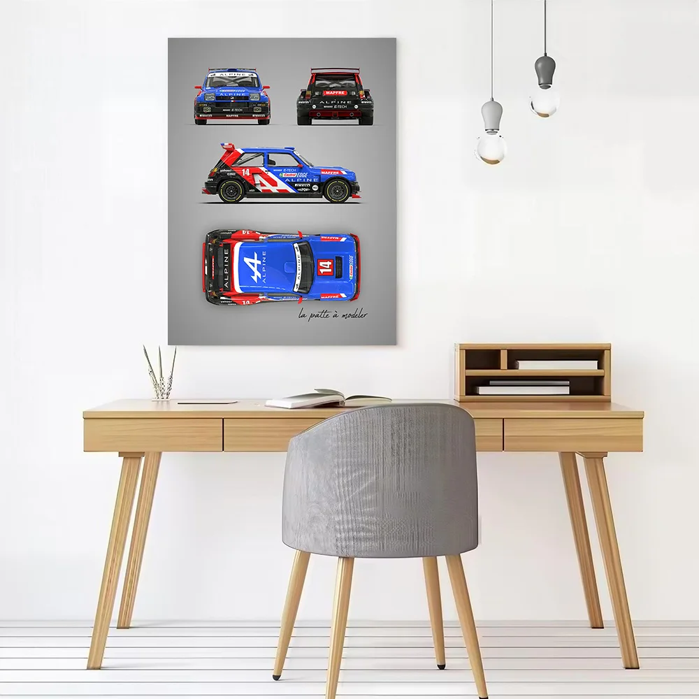 French Car 5 Turbo Alpine Printed Canvas Poster Custom Pictures Wall Art Canvas Painting for Interior Decoration Wand Deko Room