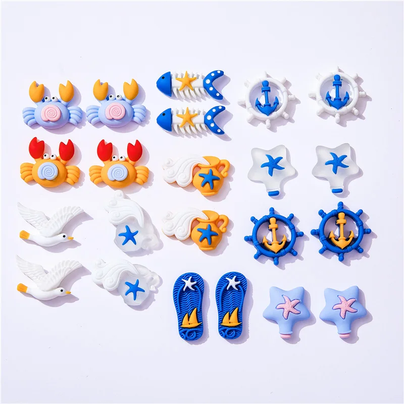 10pcs Marine Beach Style Crab Float Bottle Slipper Miniature Flatback Scrapbooking Embellishments DIY Craft Home Decoration