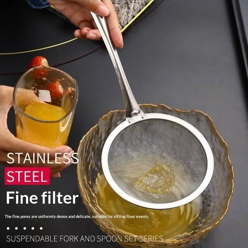 【MA】Filter Oil Skimmer Frying Pan Less Oil Spoon Oil Filter In Stainless Steel Hot Pot Spoon Filter Spoon Kitchen Accessories