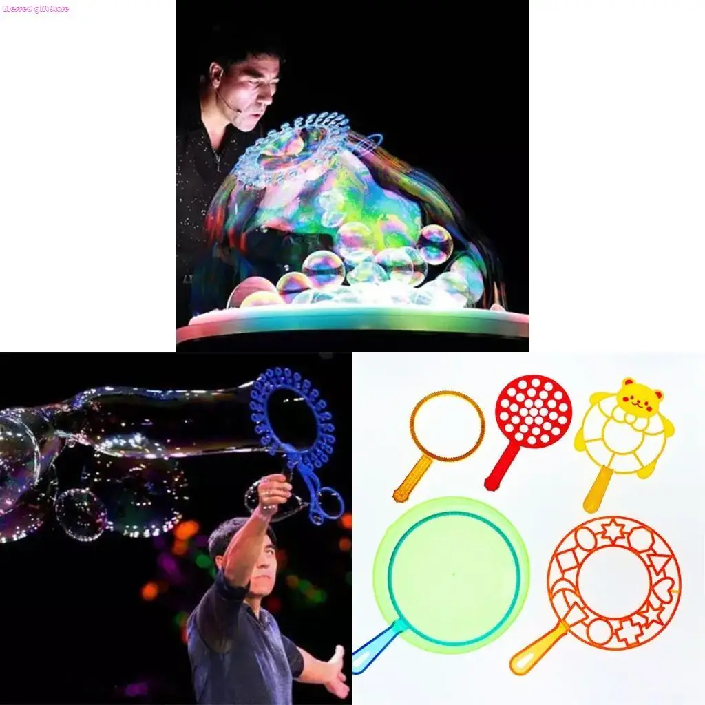 

D0JC 6-in-1 Handhold Bubble Maker Wand Making for Giant Summer Yard Outdoor Activity Toy Wedding Celebration
