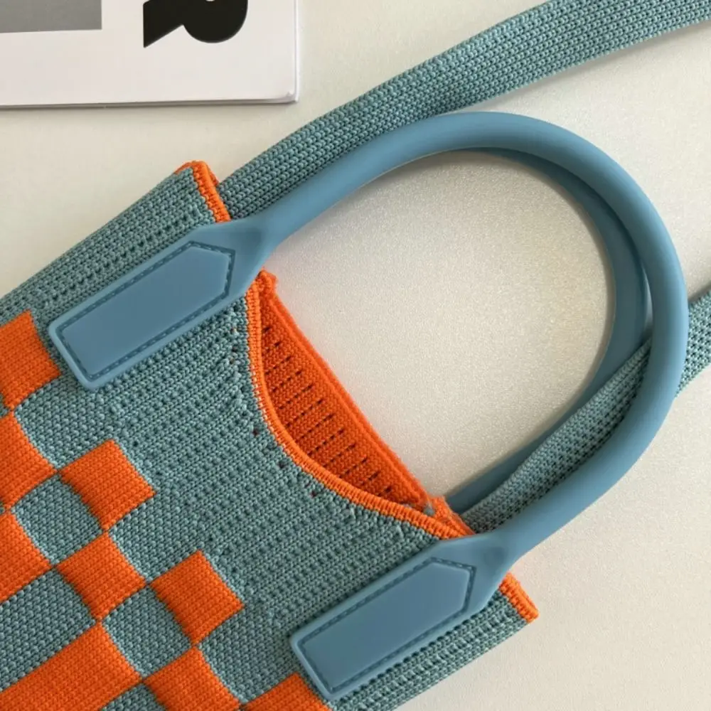 กระเป๋าถือแฟชั่นถักสำหรับผู้หญิงลายเรขาคณิตกระเป๋านักช้อปดีไซน์สะพายไหล่โซ่สะพายข้าง