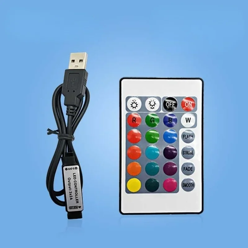 

24 Keys LED RGB Controller for LED Light Strip Bar 5V USB IR Infrared RF Wireless Remote Control Dimming Dimmer Switch