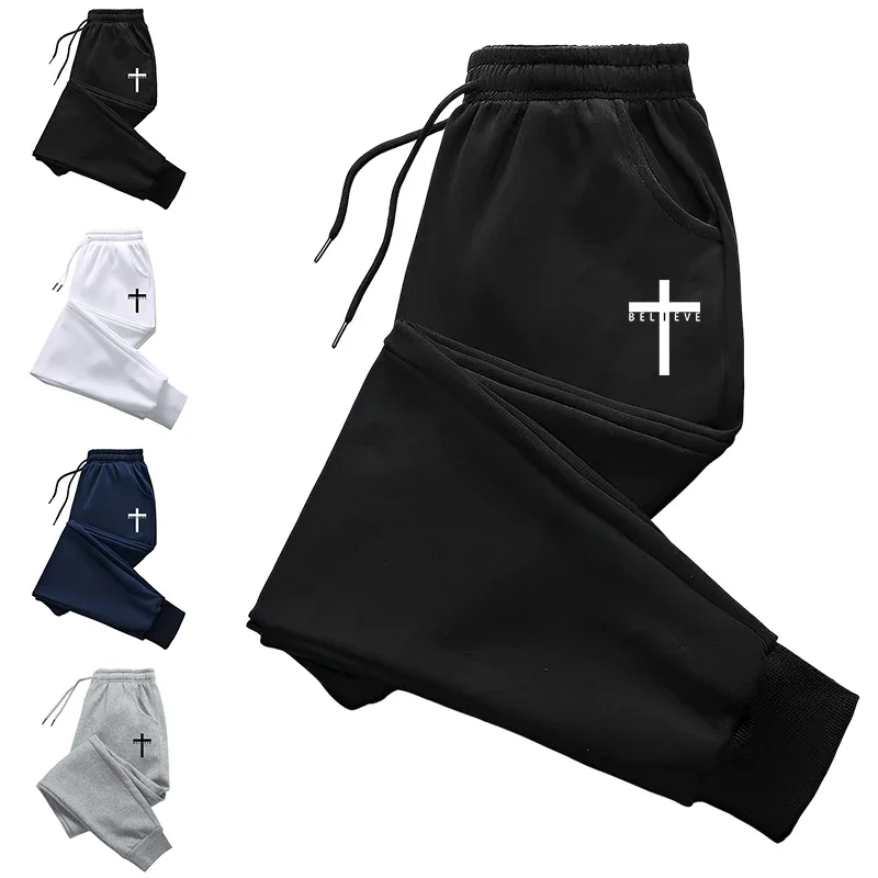

Женские спортивные штаны «Иисус Христос» 2025 года, новые женские брюки-джоггеры с перекрестным принтом, всесезонные повседневные спортивные универсальные брюки