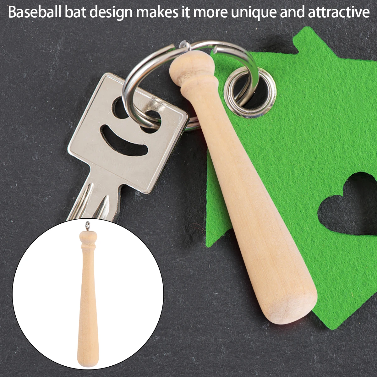 

50pcs Keychain Pendant Baseball Bat Design Wallet Decor Ring Scrapbook Metal Accessory Durable Gift Fashion Sewing Craft