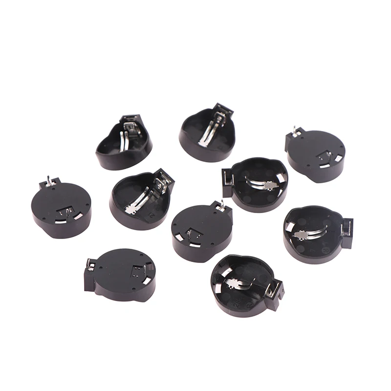 Venda quente 10 pçs material de proteção ambiental cr2032 moeda célula bateria titular caso preto moeda célula botão soquete titular caso