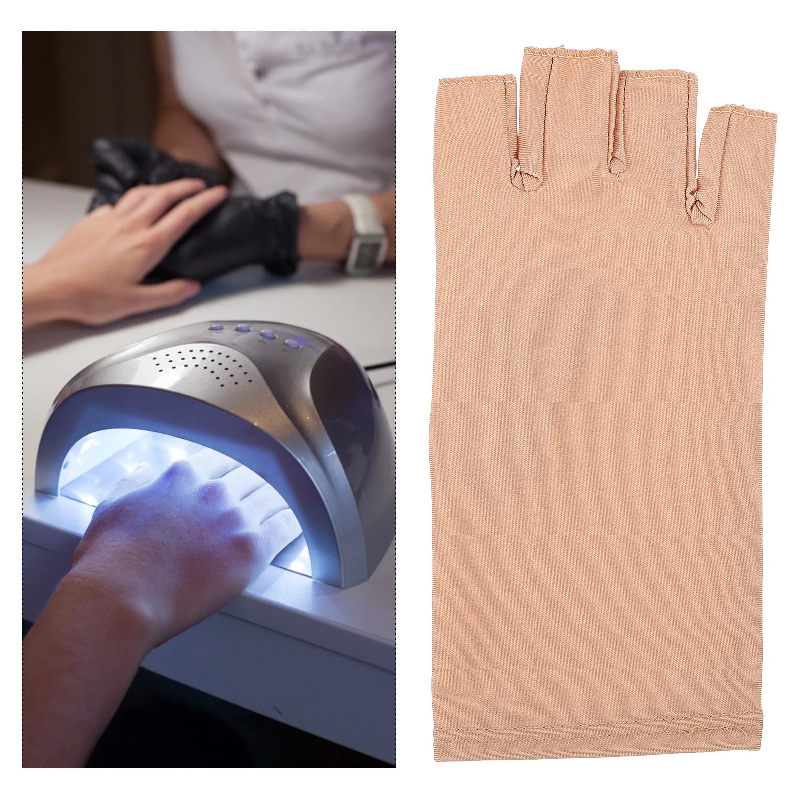 

UV resistant Nail Beige Fingerless Mitts Women Beauty UV Shield Outdoor Cycling Driving Phototherapy Manicure Tools