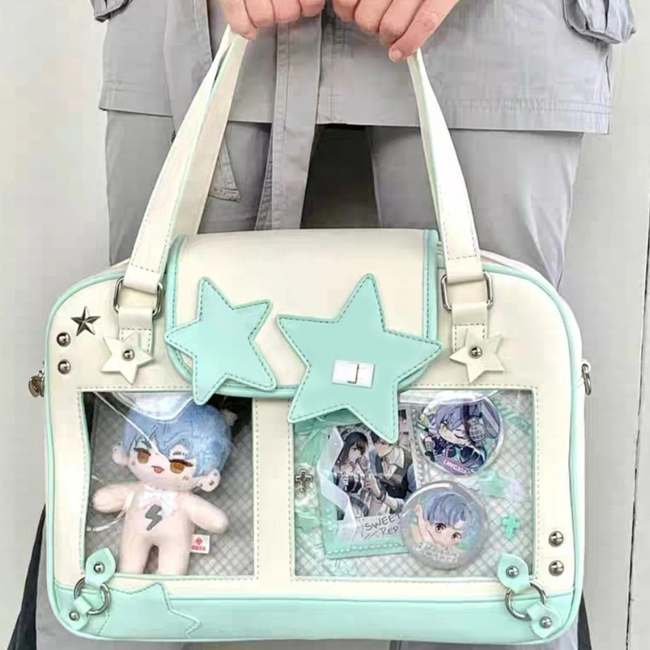 

Niche Design Cute Sweet All-match Ita Bag JK Lolita Japanese Transparent Bag Girls Large Capacity Porthday Display Handbag