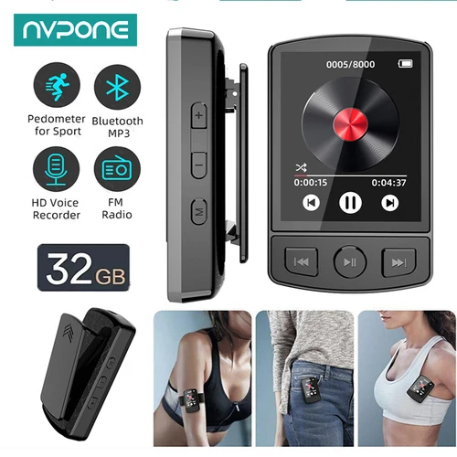 Reproductor de MP3, Walkman deportivo portátil con Clip, sonido HiFi, Compatible con Bluetooth 5,0, Walkman para estudiantes, pantalla de 1,8 pulgadas con Radio FM, libro electrónico