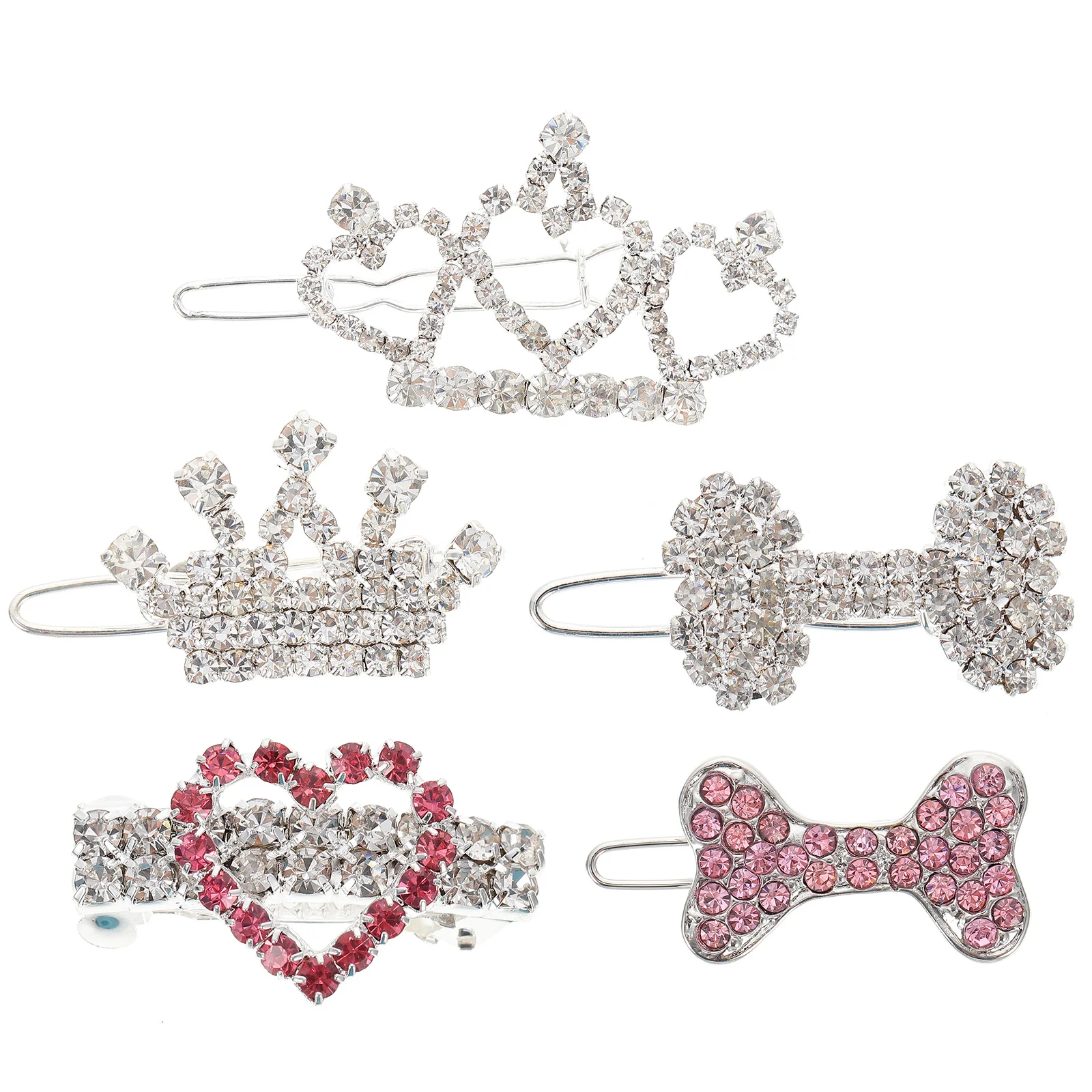 

5Pcs Pet Hairpins Decorative Dog Cat Hair Clips Simple Headdress Rhinestone Design Cute Puppy Hair Accessories