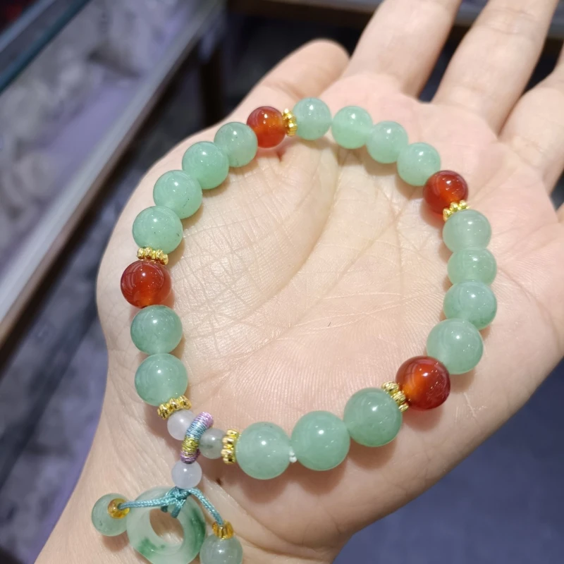 Natural jade bracelet, Tianshan Cui Duobao bracelet, peach abacus, bamboo bracelet, girls gift.