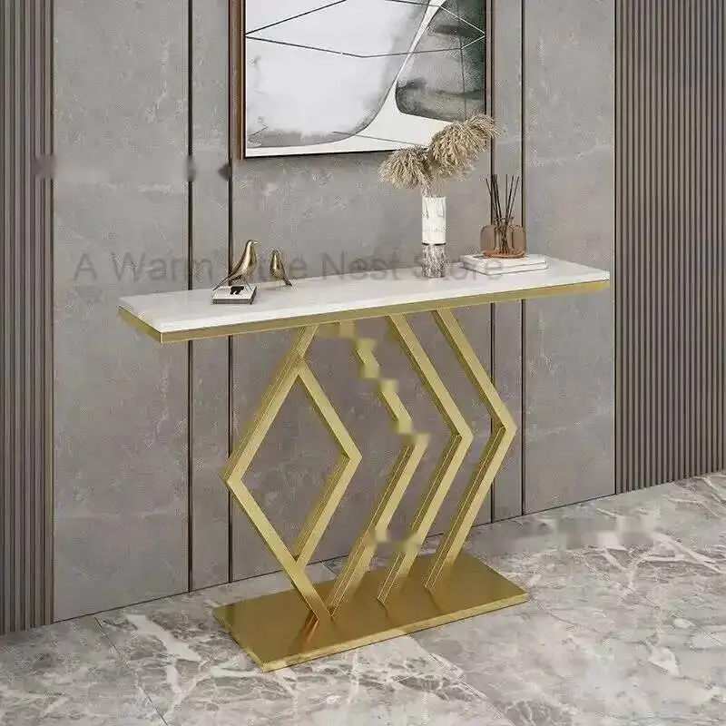 

Console Nordic Rock Slab Console Tables Entrance Cabinet Simple Wrought Iron Hotel Corridor Console Table Living Room Furniture
