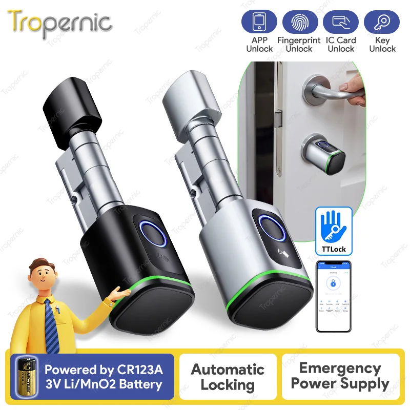 

Keyless Euro Profile Cylinder TTlock app Lock WiFi Replacement Smart Electronic Door lock fingerprint password locks