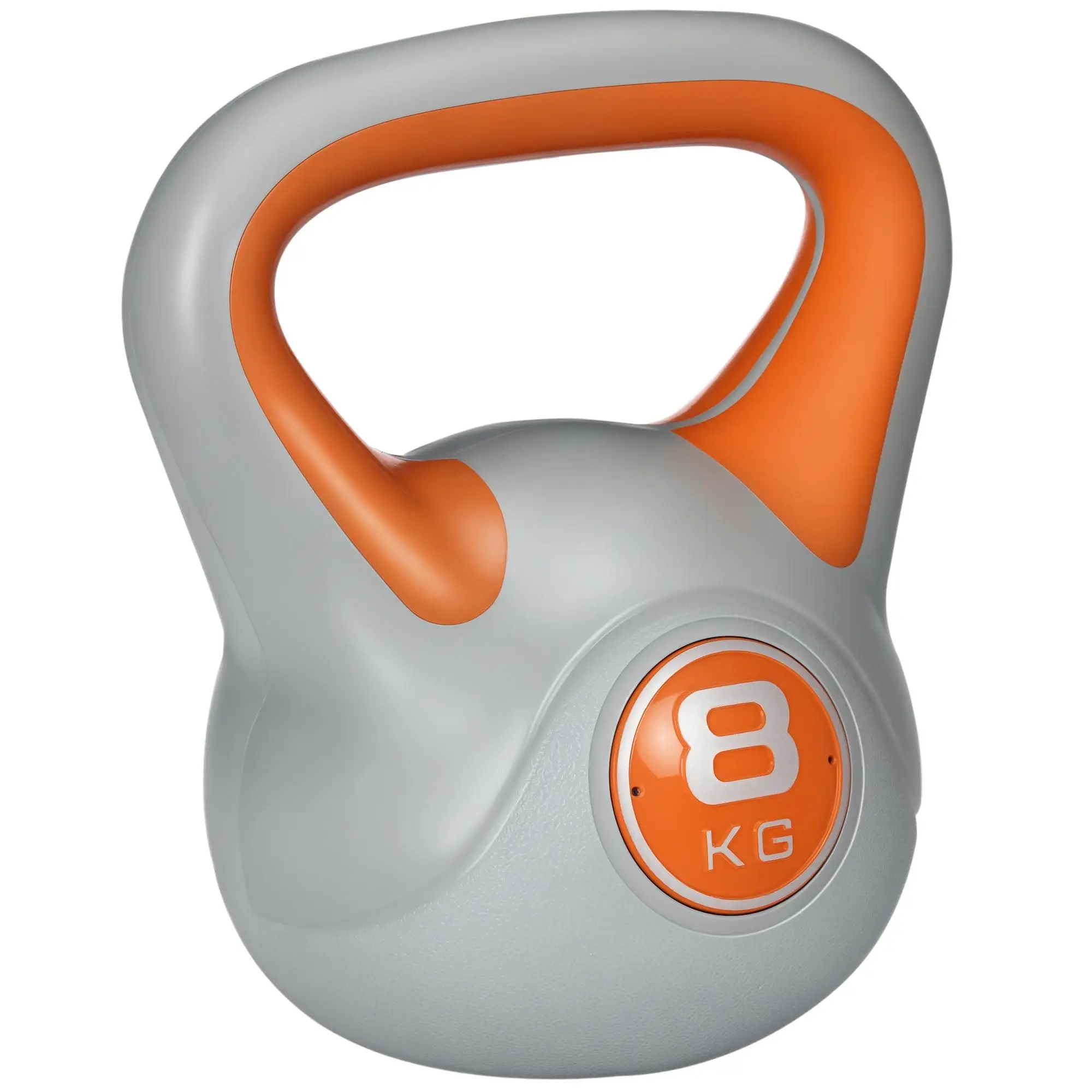 Kettlebell 8 kg Revêtement PU Fond plat Poignée ergonomique 20x14x24 cm Orange