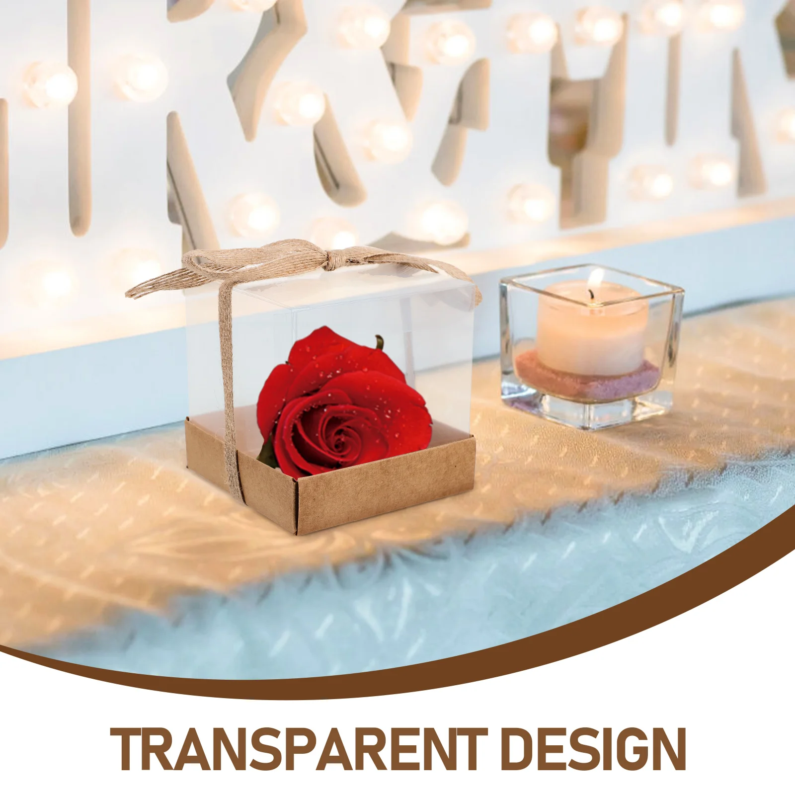 

12Pcs Clear Candy Boxes Small Plastic Containers Wedding Cake Packaging Ribbon Base Party Favor Storage Gift Box