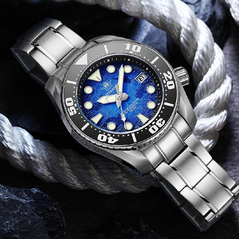 ADDIESDIVE Luxury Stainless Steel AD2102 Automatic Mechanical Watches 200M Waterproof Luminous Watch Fashion relogios masculinos