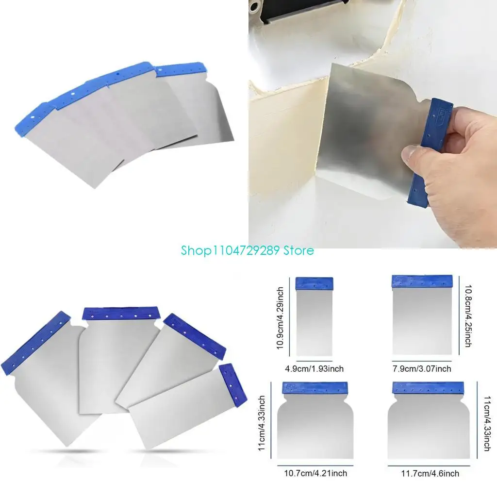 D8KE 4Pcs Auto Body Repair Tools Scraper Professional Automotive Body Filler Applicator for Smooth Paint Repair Enduring