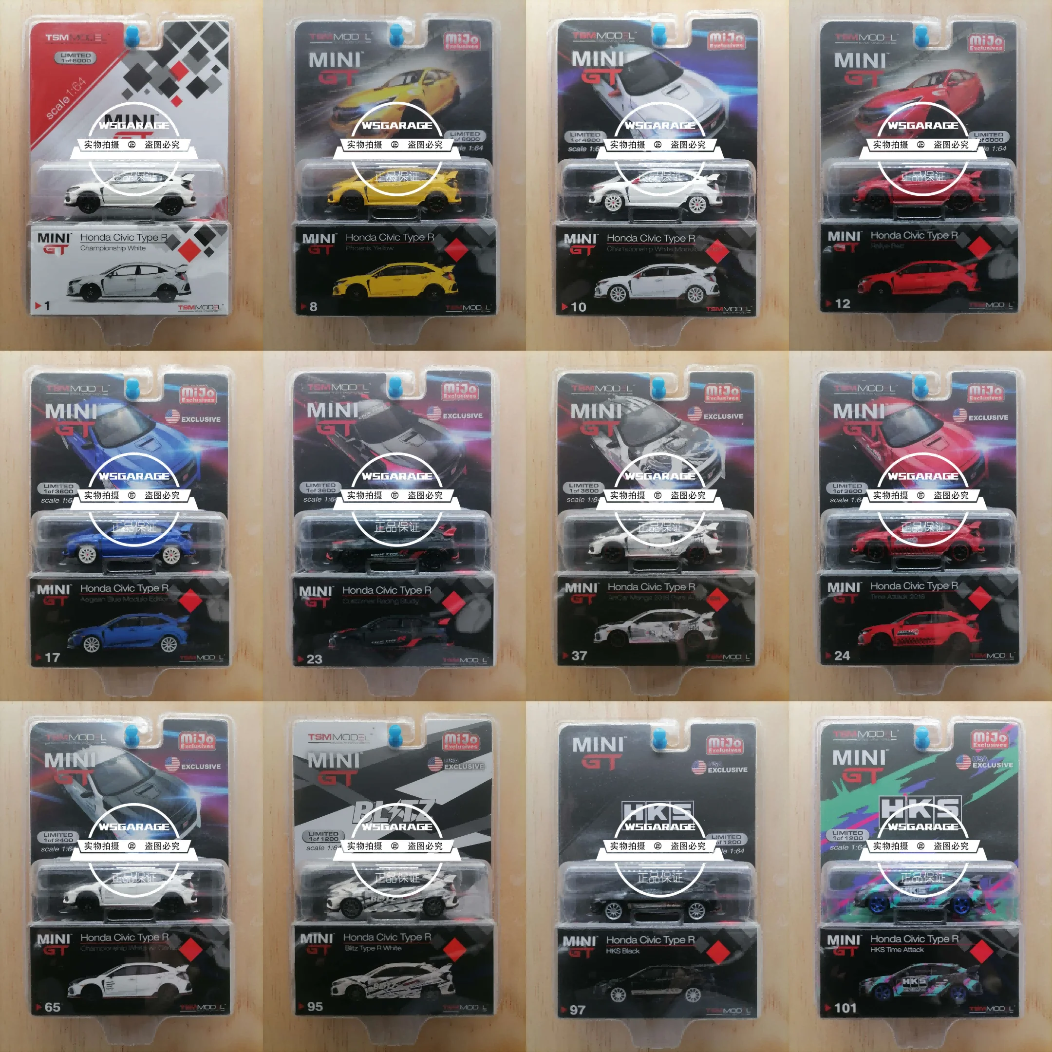 Mini GT 1:64  Honda series Civic  R Collection of die-cast alloy car model ornaments gifts