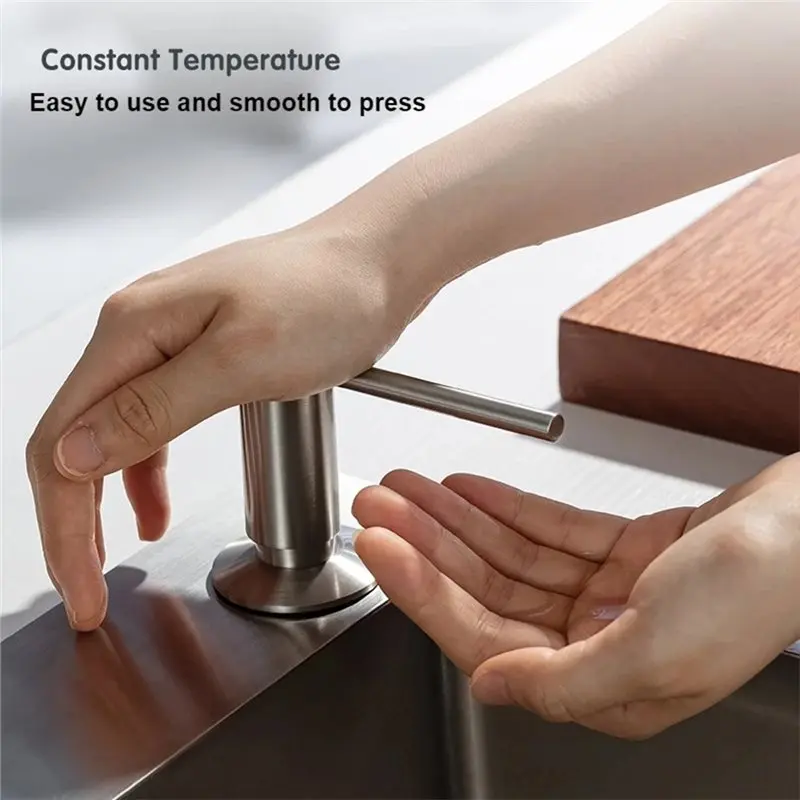360 Degree Swivel Spout Soap Dispenser 10oz Chrome Kitchen Sink Detergent Pump Easy Refill Top Fill Liquid Soap Dispenser