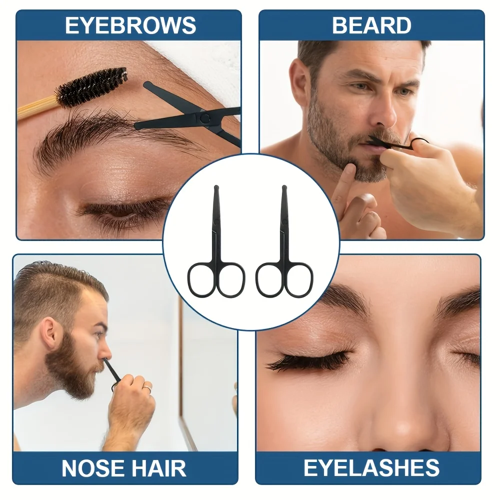 Nose hair scissors, with a safe round head design, a practical beauty tool, a hygienic tool, personal care item, compact design