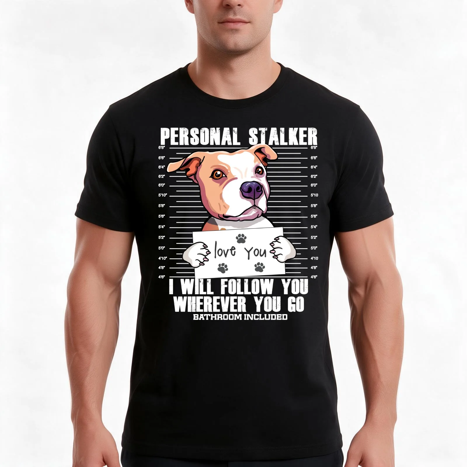 Stalker Pitbull Dog Cartoon T-Shirt, Summer Casual Cotton Tee, Oversized Streetwear Tops, Vintage Graphic Print, 100% Cotton