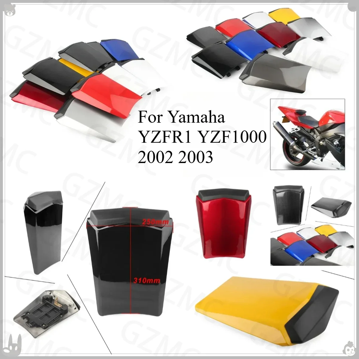 Motorcycle For Yamaha YZFR1 YZF1000 2002 2003 Rear Passenger Cowl Seat Back Cover Fairing Part YZF 1000 R1 Rear Seat Tail Cover