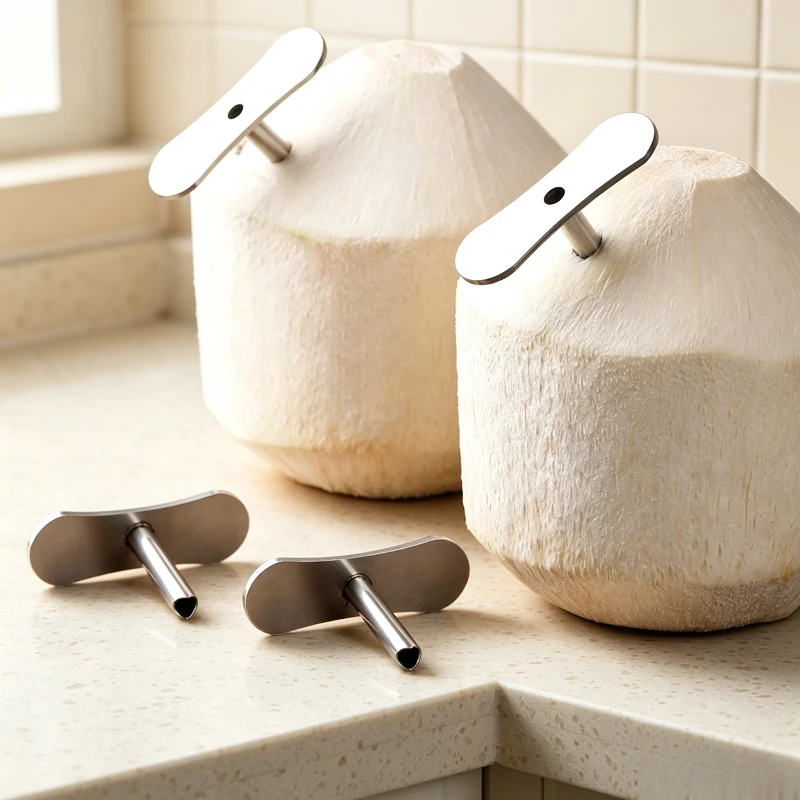 Stainless Steel Coconut Opener Tool Reusable Young Coconut Drill Puncher Portable Household Coconut Shell Cutter