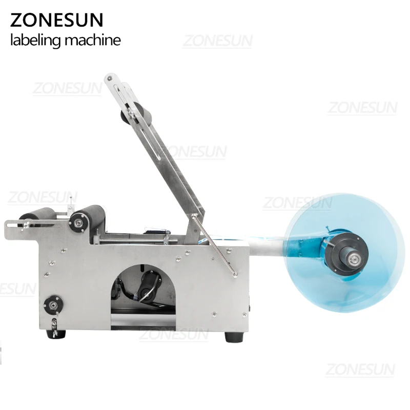 ZONESUN MT-50 Semi Automatic Glass Ampoule Vial Tin Can Plastic Round Bottle Labeling Machine Sticker Packaging Label Applicator