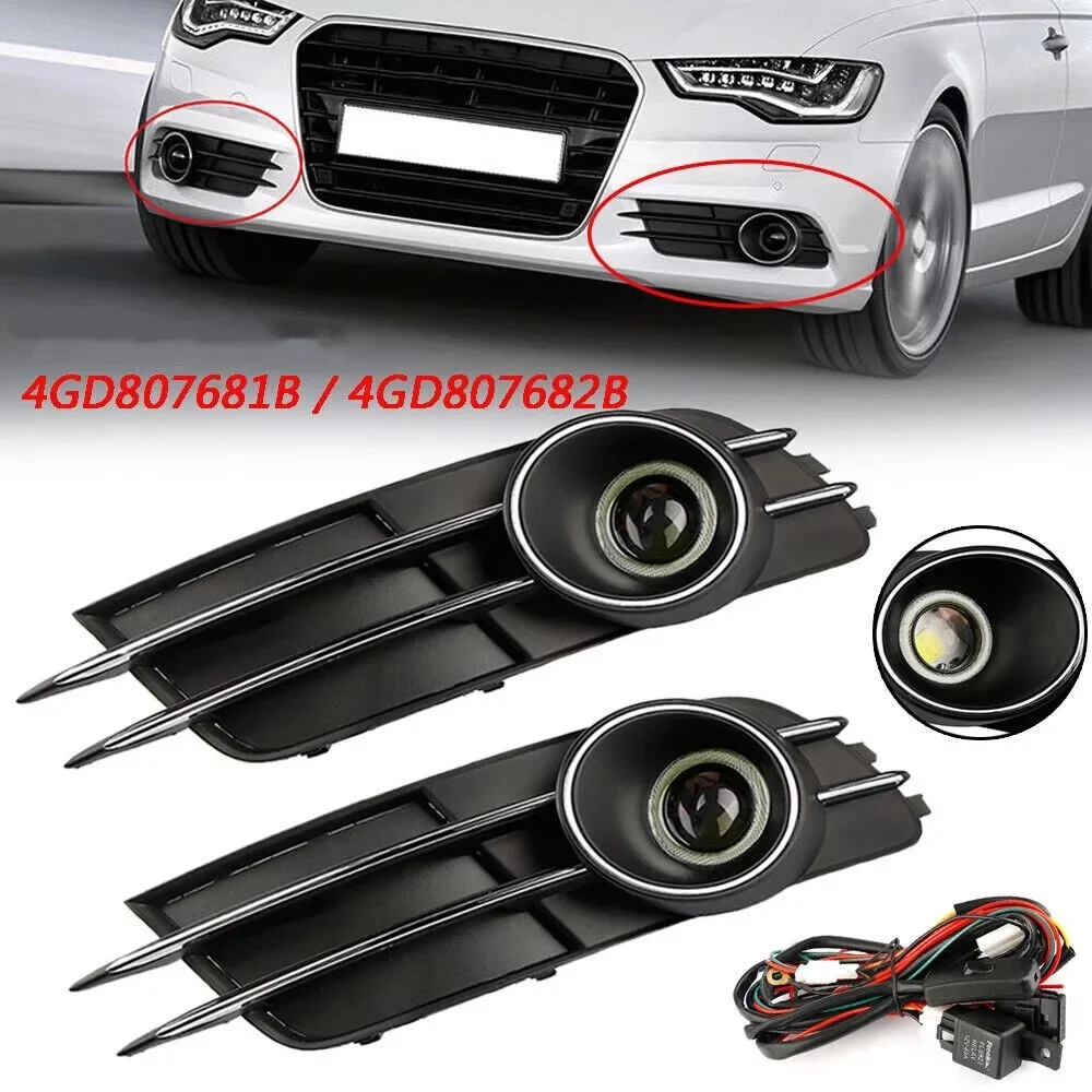 

1 Pair Left&Right Car Front Lower Bumper Grille Grill Cover Fog Light Set For Audi A6 C7 2012-2015 4GD807681B 4GD807682B