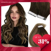 Extensiones de cabello con cinta adhesiva VeSunny Remy, cabello humano brasileño natural de 12-22 pulgadas, 30 y 50G, extensiones de cabello humano de color Balayage