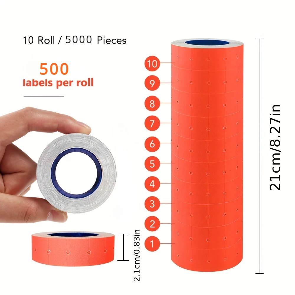 10 Rolls 5000pcs Price Labels For Mx-5500 White Price Mark Stickers, Super Sticky Label Paper Labels (Multiple Colors)