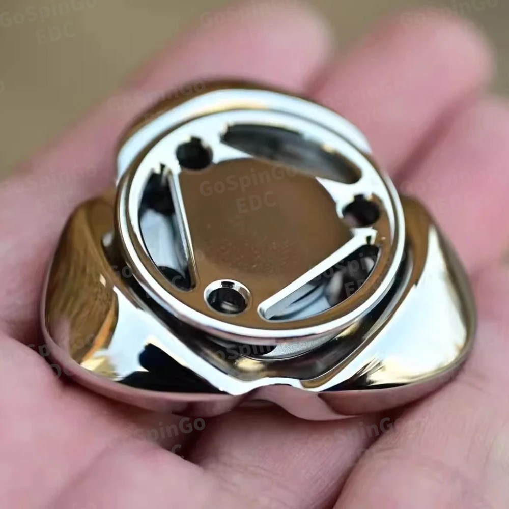 TMAX EDC Fidget Spinner in acciaio inossidabile lucido con tre pale per la movimentazione Feel Fidget Spinner