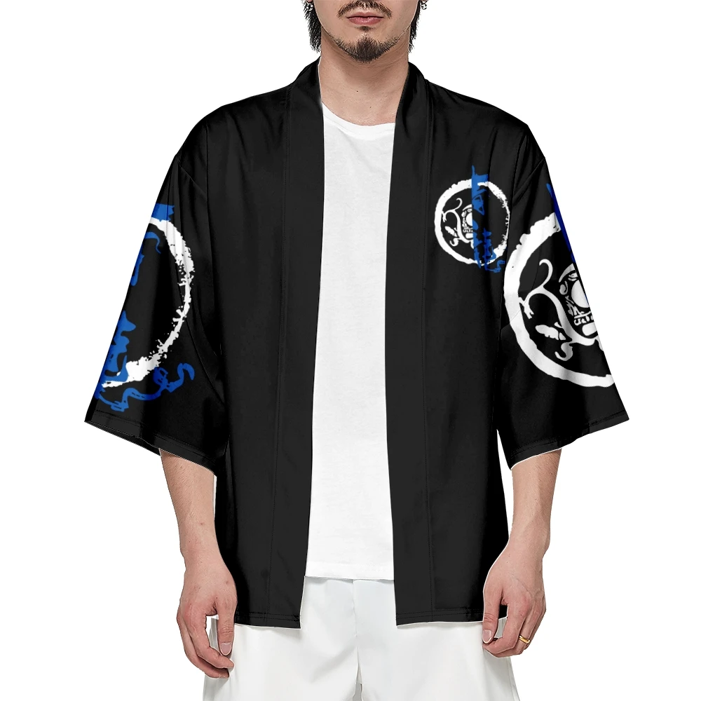 Cardigan imprimé dragon pour hommes et femmes, kimono de samouraï japonais, chemise de cosplay de plage, haut traditionnel respirant Haori, 6XL