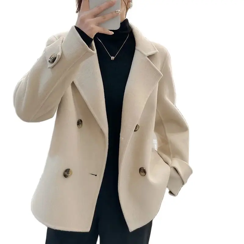 Special Offer 2024 Autumn and Winter New Wool Overcoat 100% Double-Sided Women\'s Light Luxury Small Wool Coat Popular