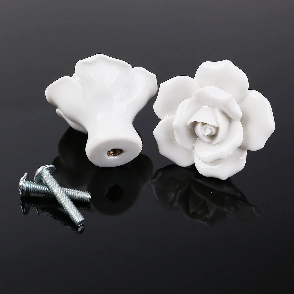 

8 Pcs Ceramic Handle Pull Knob Retro Decor Vintage Rose Door Kitchen Cabinet Knobs