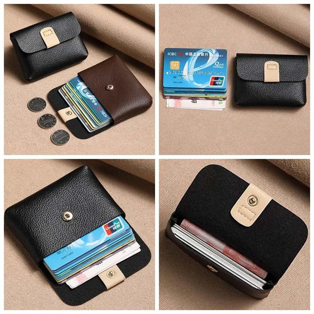 

Solid Color Short Coin Purse Large Capacity Waterproof Small Leather Wallet Earphone Bag Korean Style ID Credit Card Holder
