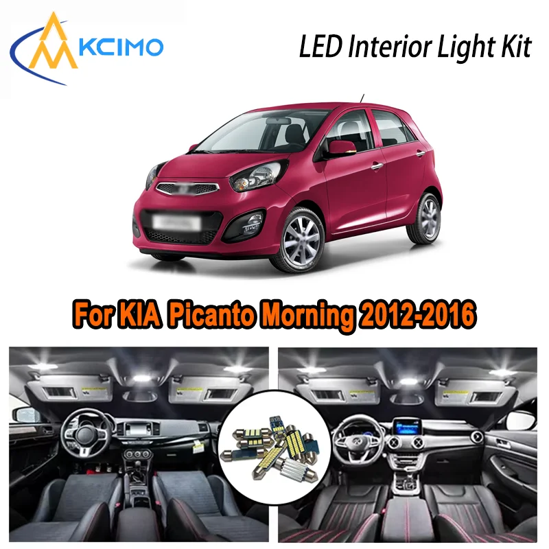 

For KIA Picanto Morning 2012-2016 2012 2013 2014 2015 2016 LED Interior Dome Map Trunk Light Kit Car Led Lamps Canbus No Error