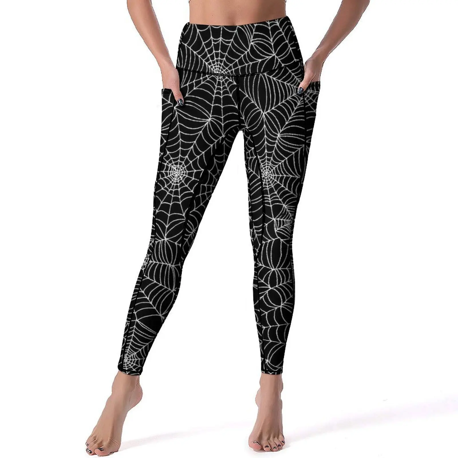 Halloween Yoga Pants Sexy Spider Web Pattern Design Leggings Push Up Gym Leggins Women Breathable Stretch Sports Tights