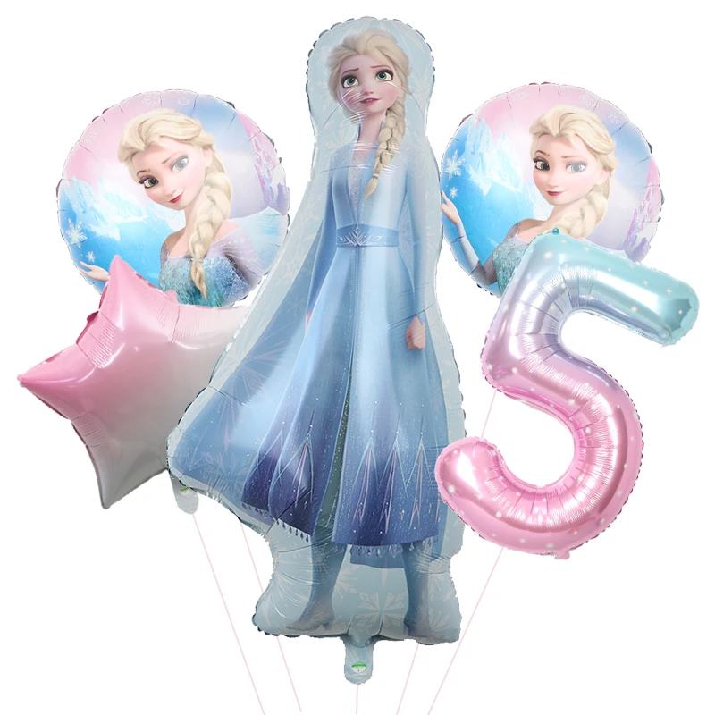 5pcs Disney Frozen Ice Queen Alsa Theme Balloons 40 pollici Gradient Number Ball 1-9th Girls Birthday Party Baby Shower Decorations