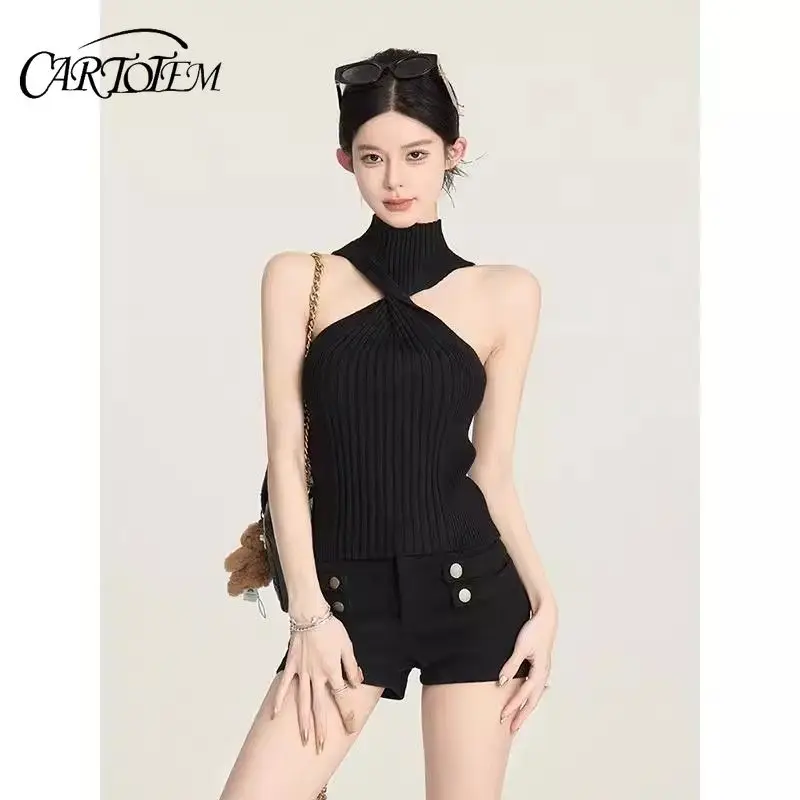 شورت مستقيم للنساء، سروال كاجوال نحيف نقي للخصر المنخفض الصغير