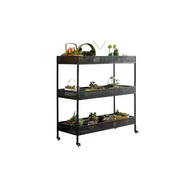Black Under Window Flower Rack Cart Multiple Movable Indoor Flower Rack Storage Garden Porta Piante Shelf Decor Furniture Sets