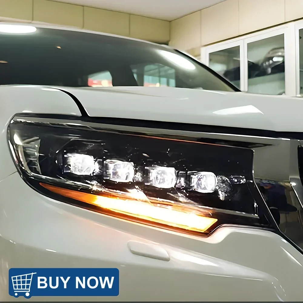 

Автоматическая фара для Toyota Prado 2018-2023, светодиодная автомобильная фара, обновленная кристаллическая четырехкратная линза, стартовый эффект, инструмент, распродажа, аксессуары