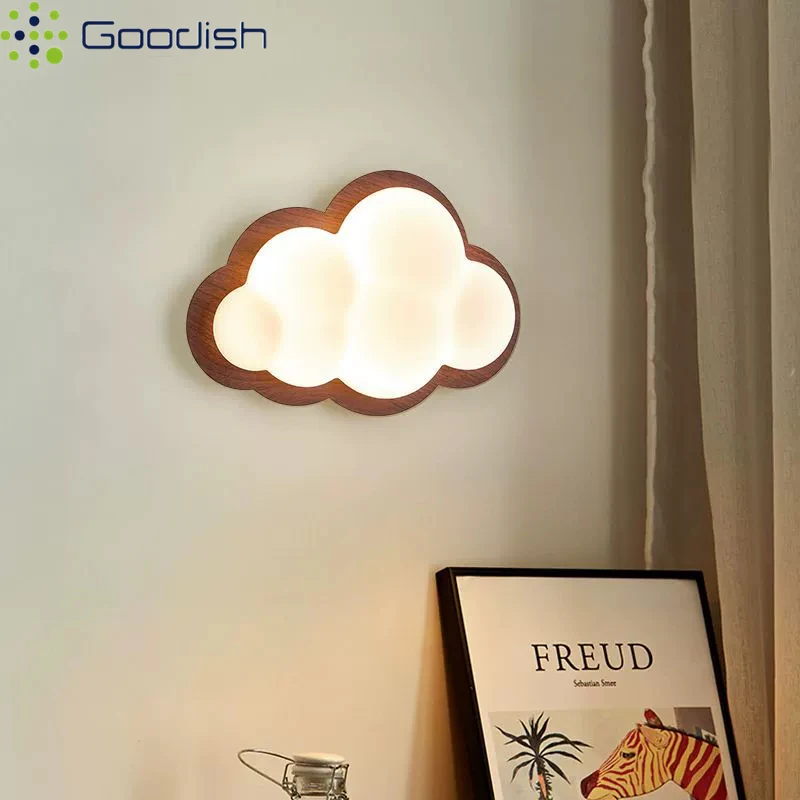 

Modern Luxury Style Solid Wood Cloud LED Wall Lamps Warm Atmosphere Art Creative Lamps for Bedroom Home Decoration Chandeliers