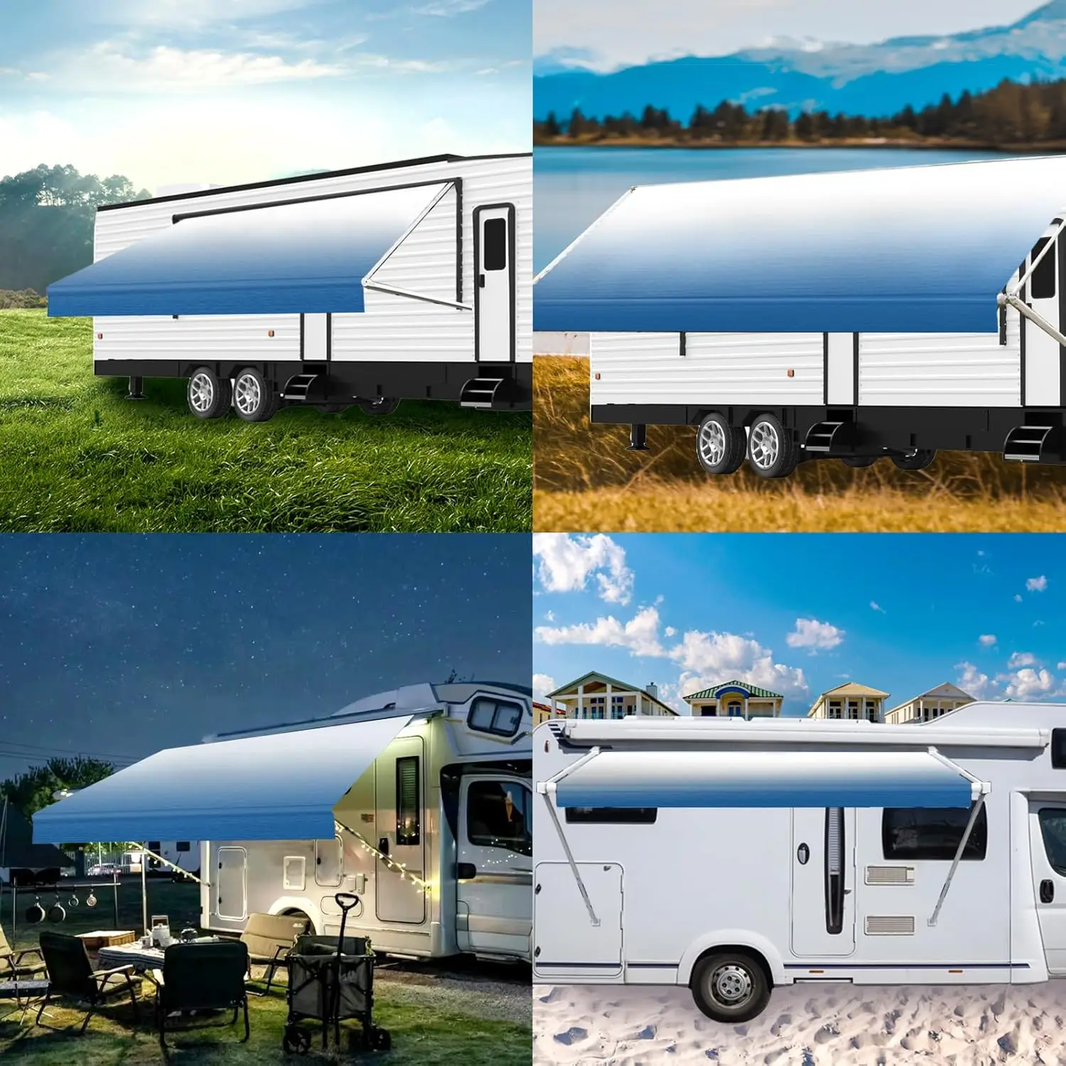 Eachbid Rv 15'2 ''กันสาดเปลี่ยนผ้า,Premium Heavy Duty 15.5 ออนซ์กันสาดสําหรับCamper & Trailer,Universal Canopyกันสาด