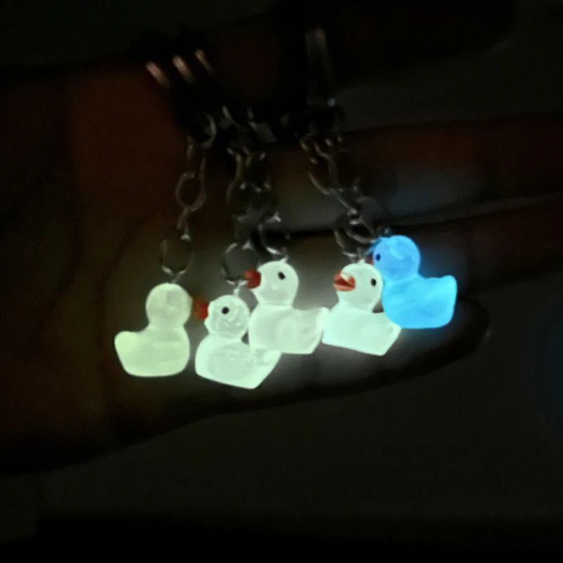 5Pcs Cartoon Luminous Colored Duck Pendant Keychain Backpack Hangings Charms Decoration Gifts image 6