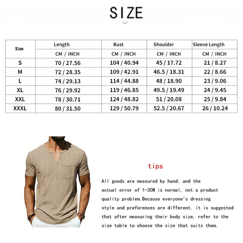 Grenzüberschreitendes, lockeres, atmungsaktives Herren-Sommer-T-Shirt aus Bambus, lässiges Hawaii-Strand-T-Shirt mit V-Ausschnitt und kurzen Ärmeln – Detail 1