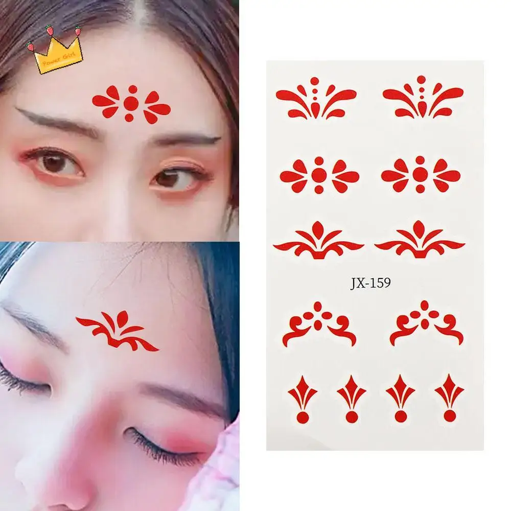 

New Years Beauty Forehead Stickers Chinese Ancient Style Face Tattoo Sweet Makeup Temporary Tattoo Eye Makeup Decal