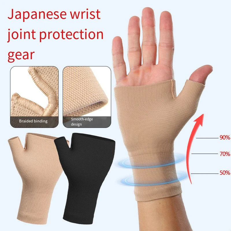 2PC Golfer Compression Wrist Thumb Band Belt Carpal Tunnel Hands Wrist Support Brace Strap Sleeve Tenosynovitis Arthritis Gloves