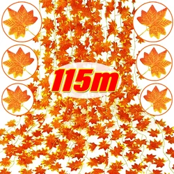 50/1String Artificial Maple Leaves Vine Hanging Garland DIY Maple Leaf Fake Plant Autumn Christmas Thanksgiving Party Home Decor
