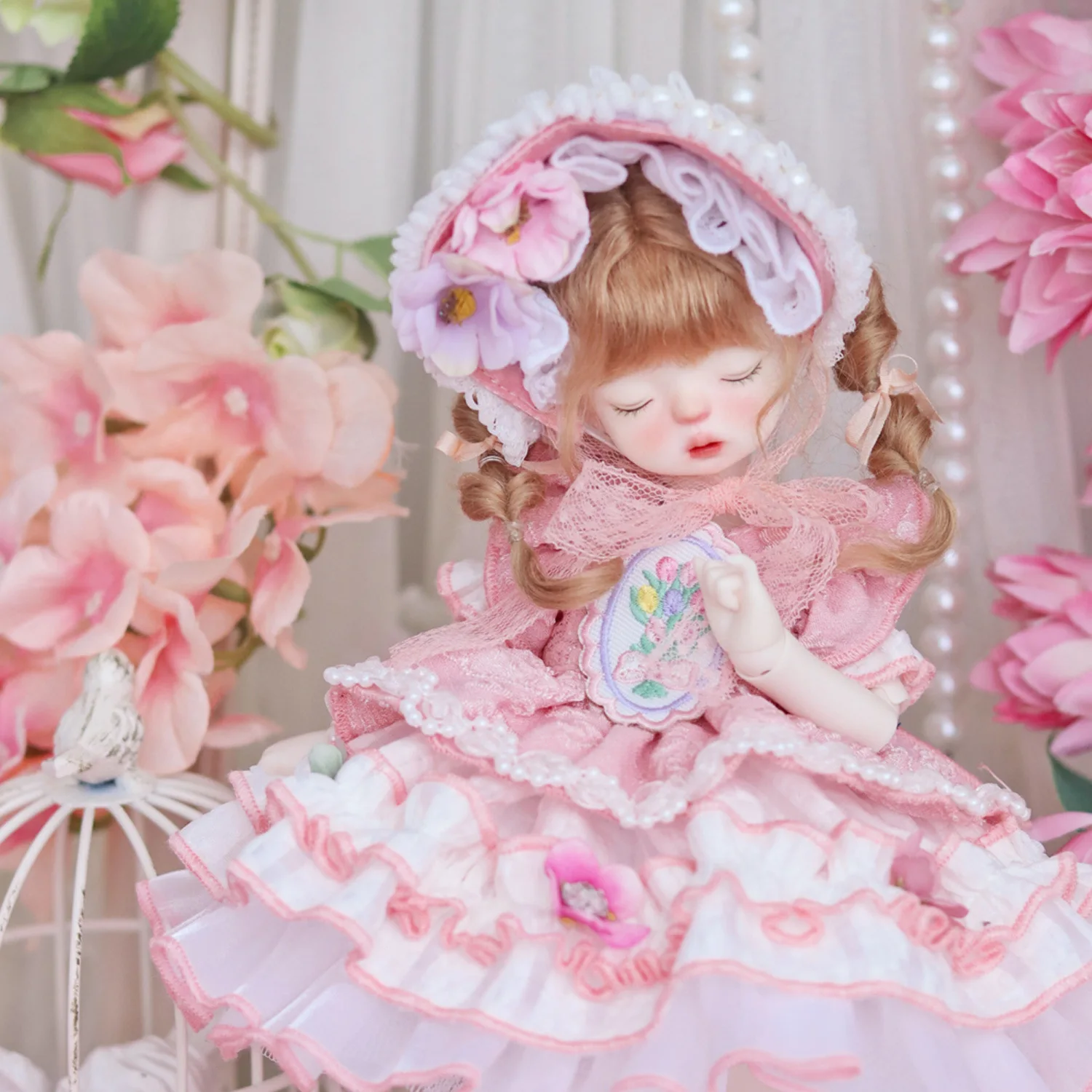 1/6 Vestiti BJD, Abito da bambola rosa "Rose Manor" Indumenti fatti a mano in stile pastorale Spedizione gratuita