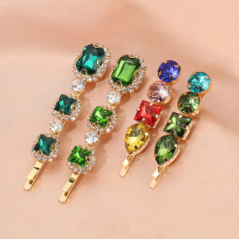 Colorful Headwear Barrettes Rhinestone Hair Pins Fashion Jewelry Hairstyle Women Girls Hair Clips Crystal